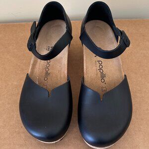 Birkenstock Women's Mary Black Leather Close Toe Wedge Size 9.0-9.5 (US) _40(EU)